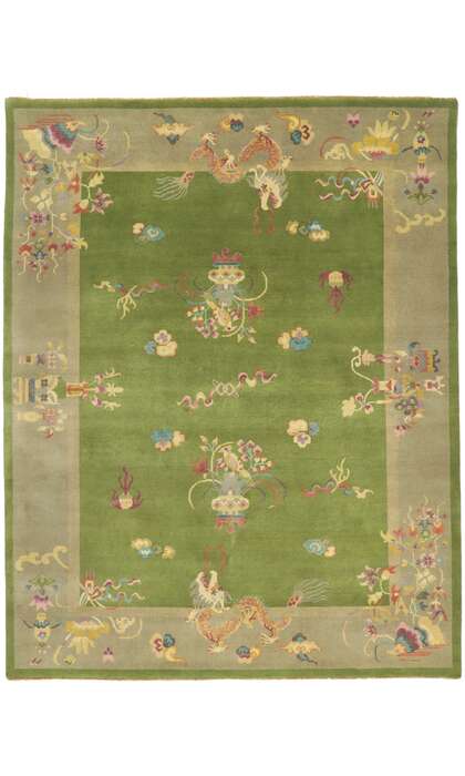 8 x 10 Modern Green Chinese Art Deco Rug 30922
