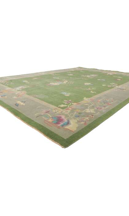 9 x 12 Modern Green Chinese Art Deco Rug 30921
