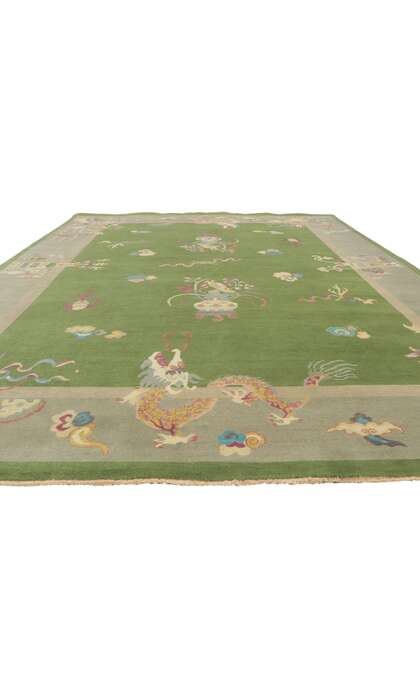 9 x 12 Modern Green Chinese Art Deco Rug 30921