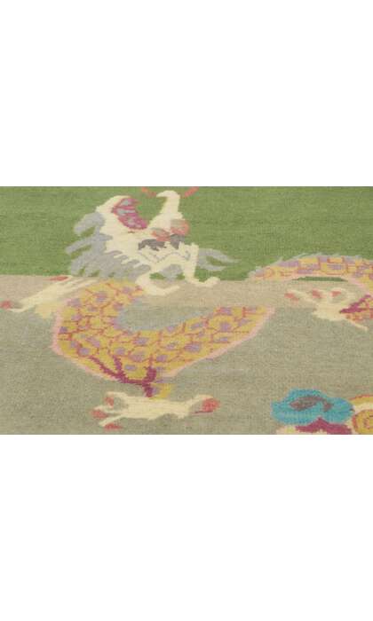 9 x 12 Modern Green Chinese Art Deco Rug 30921