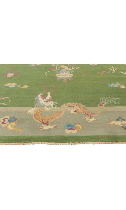 9 x 12 Modern Green Chinese Art Deco Rug 30921
