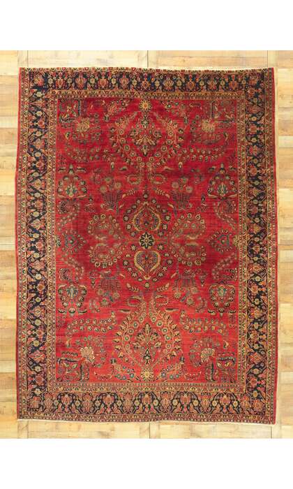 9 x 12 Antique Persian Sarouk Rug 78525