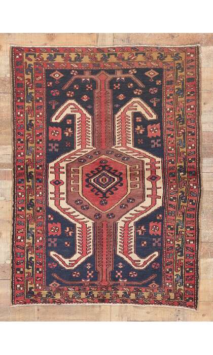 4 x 5 Antique Persian Karaja Heriz Rug 61242