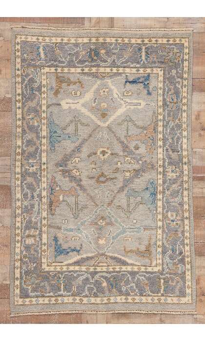 4 x 7 Earth-Tones Modern Oushak Rug 81001
