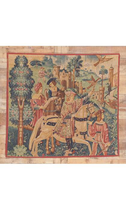 5 x 5 Vintage Medieval French Tapestry 78549