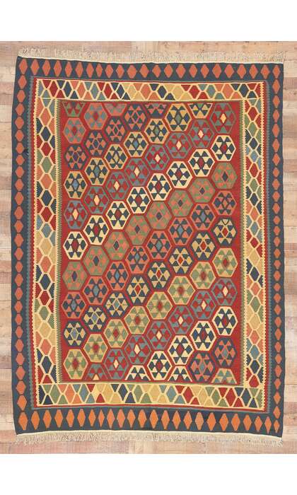 7 x 9 Vintage Persian Tribal Shiraz Kilim Rug 61232