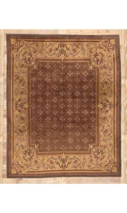 8 x 10 Earth-Tone Vintage Tibetan Rug 78458