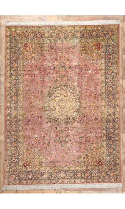 8 x 11 Vintage Pink Persian Tabriz Rug 77721
