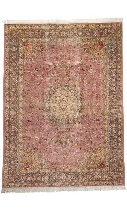 8 x 11 Vintage Pink Persian Tabriz Rug 77721