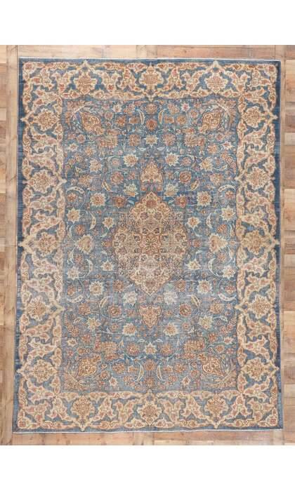 8 x 12 Vintage Blue Persian Isfahan Rug 61251