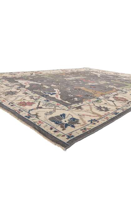 9 x 12 Earth-Tone Modern Oushak Rug 80989