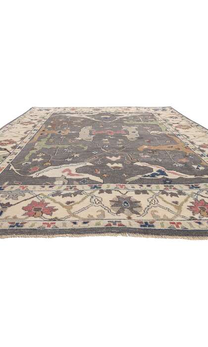 9 x 12 Earth-Tone Modern Oushak Rug 80989