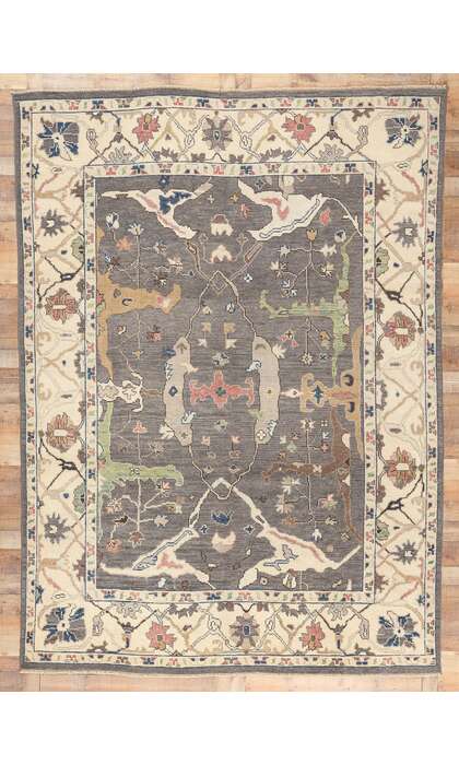 9 x 12 Earth-Tone Modern Oushak Rug 80989