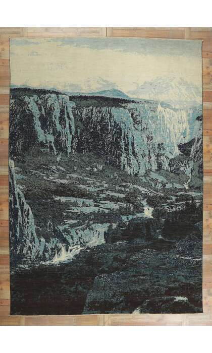 10 x 14 Mountain Landscape Abstract Rug 80752