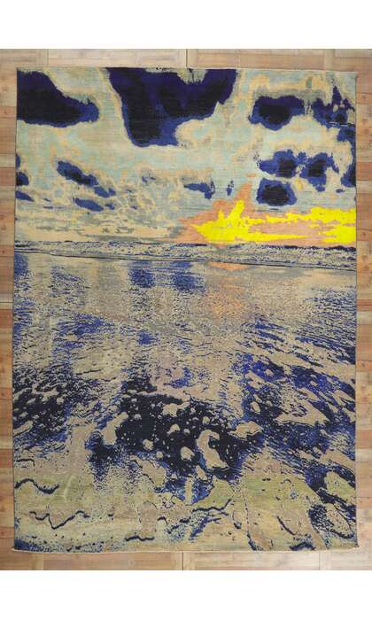 10 x 14 Contemporary Beach Sunset Area Rug 80753