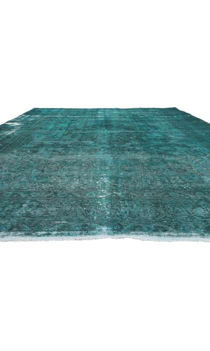 11 x 17 Vintage Persian Teal Overdyed Rug 78584
