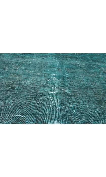11 x 17 Vintage Persian Teal Overdyed Rug 78584