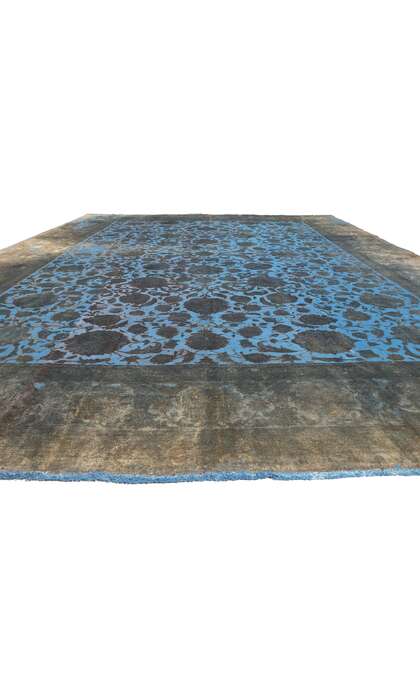 13 x 19 Vintage Persian Blue Overdyed Rug 78579