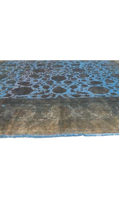 13 x 19 Vintage Persian Blue Overdyed Rug 78579