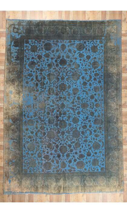 13 x 19 Vintage Persian Blue Overdyed Rug 78579
