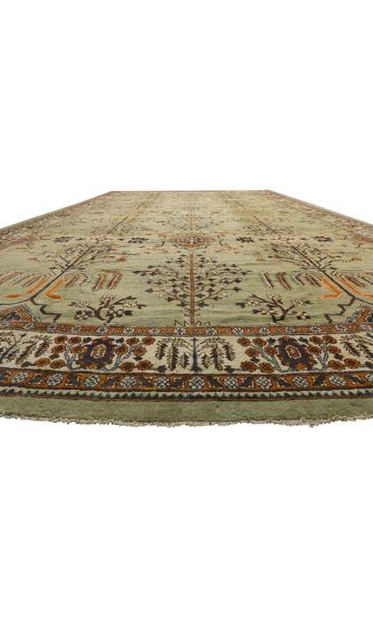 19 x 31 Late 19th Century Antique Green Agra Rug Tree of Life 72173