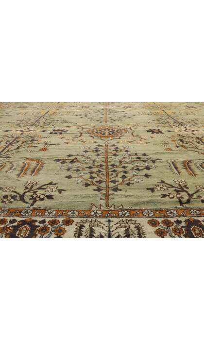 19 x 31 Late 19th Century Antique Green Agra Rug Tree of Life 72173