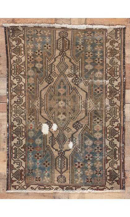 3 x 4 Distressed Antique Persian Hamadan Rugg 78581