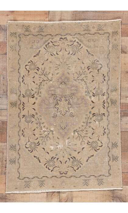 3 x 4 Distressed Vintage Persian Tabriz Rug 78575