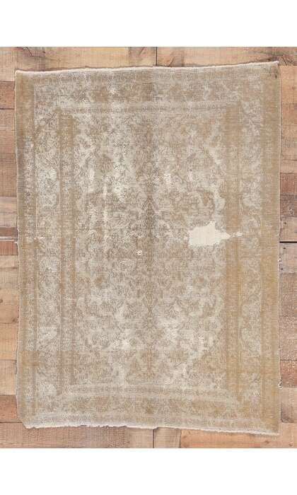 3 x 4 Distressed Vintage Persian Kashan Rug 78571