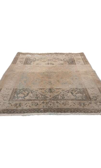 3 x 5 Distressed Vintage Persian Kashan Rug 78574