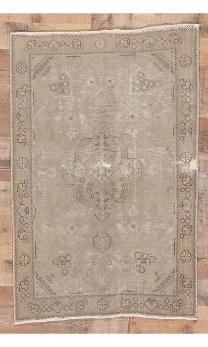 3 x 5 Distressed Vintage Persian Tabriz Rug 78573