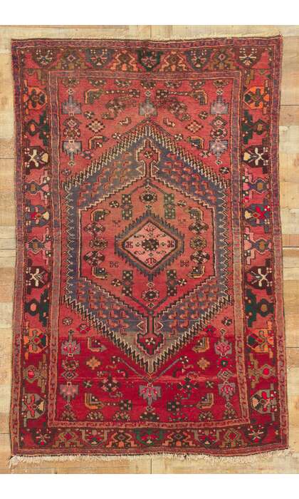 4 x 7 Antique Red Persian Hamadan Rug 21692