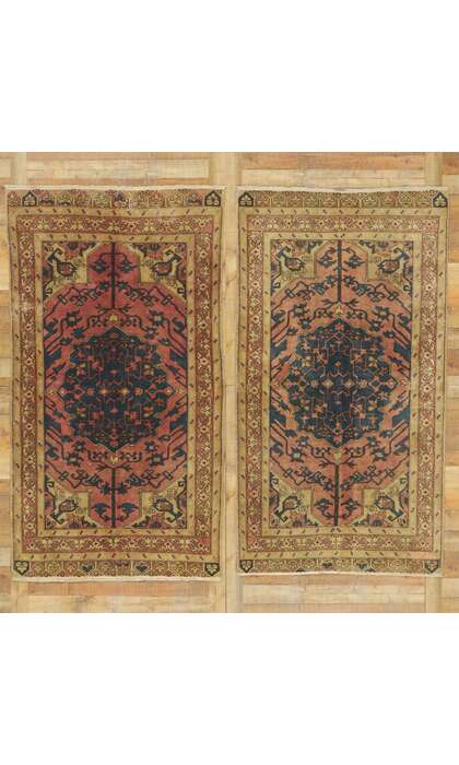 4 x 8 Matching Pair of Vintage Turkish Rugs 51229