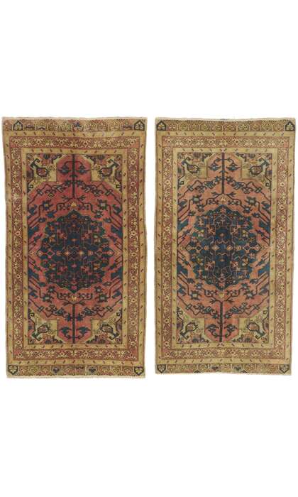 4 x 8 Matching Pair of Vintage Turkish Rugs 51229
