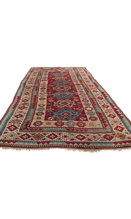 4 x 9 Antique Caucasian Kazak Rug 74292