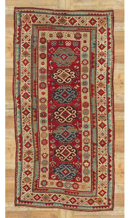 4 x 9 Antique Caucasian Kazak Rug 74292
