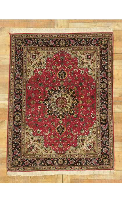 5 x 7 Vintage Persian Silk Tabriz Rug 74399