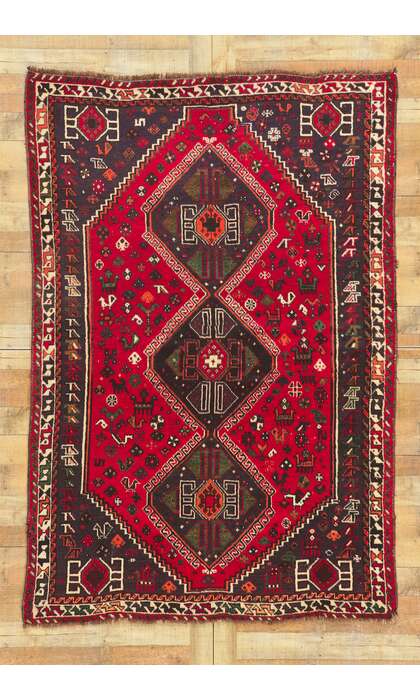 6 x 8 Vintage Persian Shiraz Rug 74735