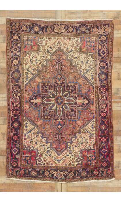 6 x 9 Vintage Persian Heriz Rug 75557
