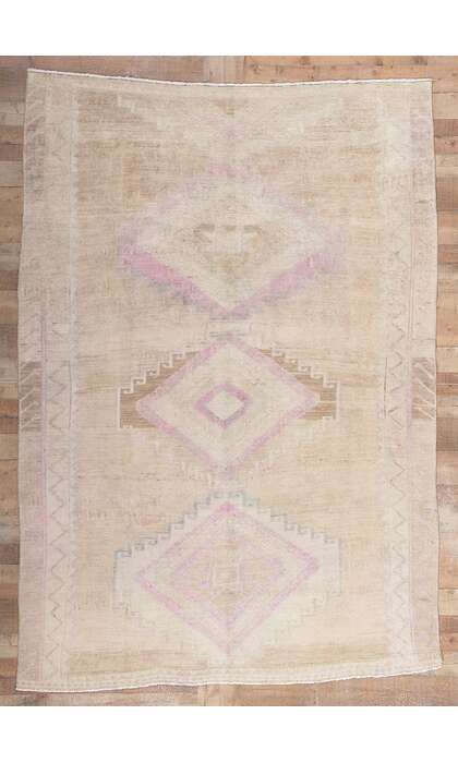 7 x 10 Vintage Muted Oushak Rug 53869