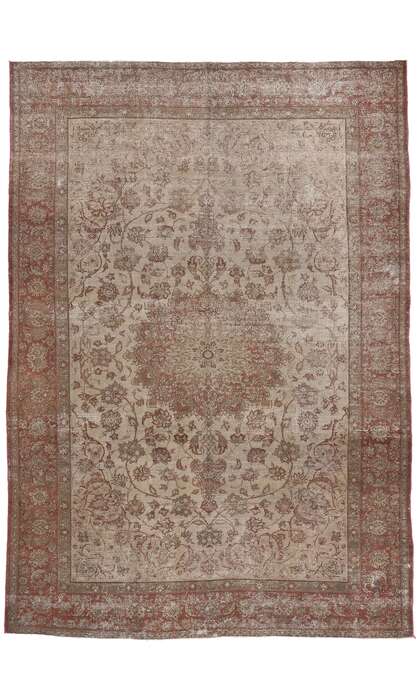 8 x 12 Distressed Vintage Persian Tabriz Rug 78585