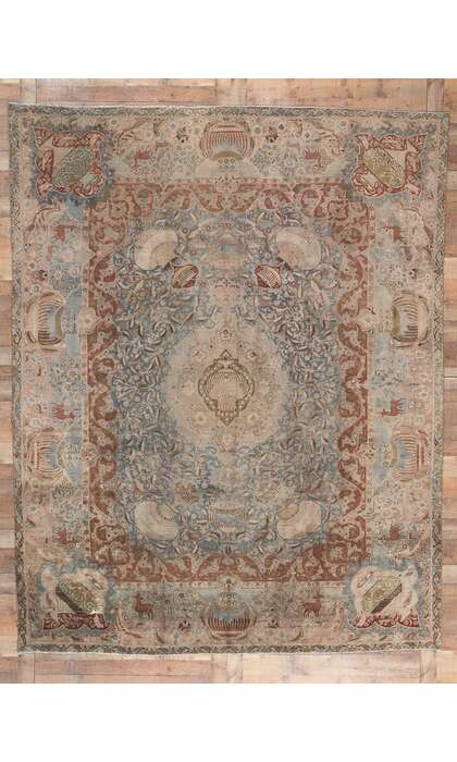 9 x 11 Vintage Persian Kashan Kashmar Rug 78586