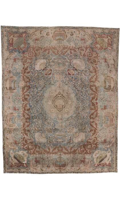 9 x 11 Vintage Persian Kashan Kashmar Rug 78586