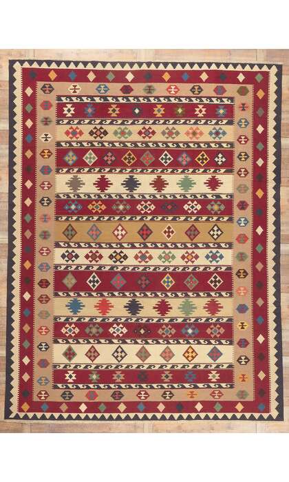 10 x 13 Vintage Persian Shiraz Kilim Rug 78605