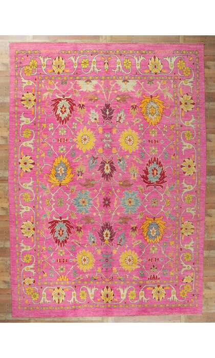 11 x 15 Pink Colorful Oushak Rug 60660