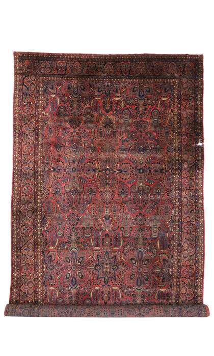 14 x 31 Antique Persian Sarouk Rug Hotel Size 74845