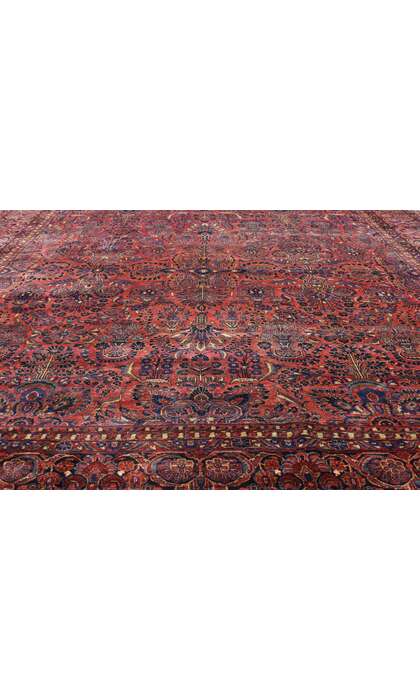 14 x 31 Antique Persian Sarouk Rug Hotel Size 74845