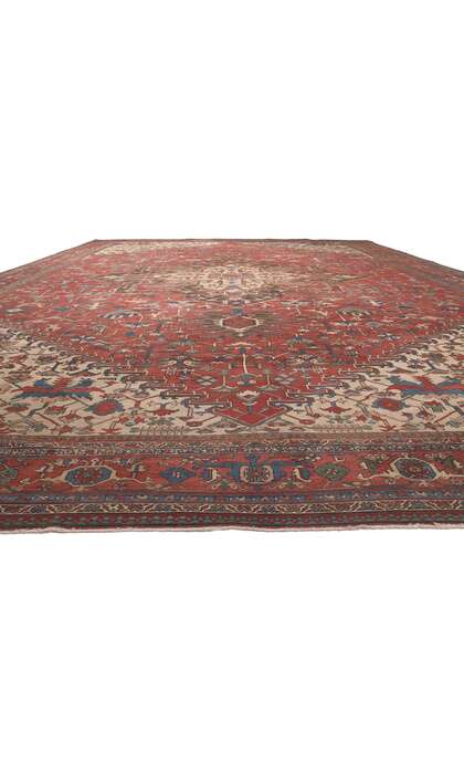 16 x 24 Oversized Antique Persian Serapi Rug 77525
