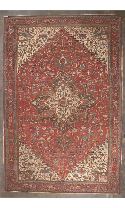 16 x 24 Oversized Antique Persian Serapi Rug 77525