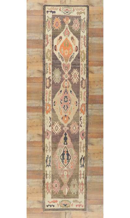 3 x 12 Earth-Tone Oushak Runner 53793